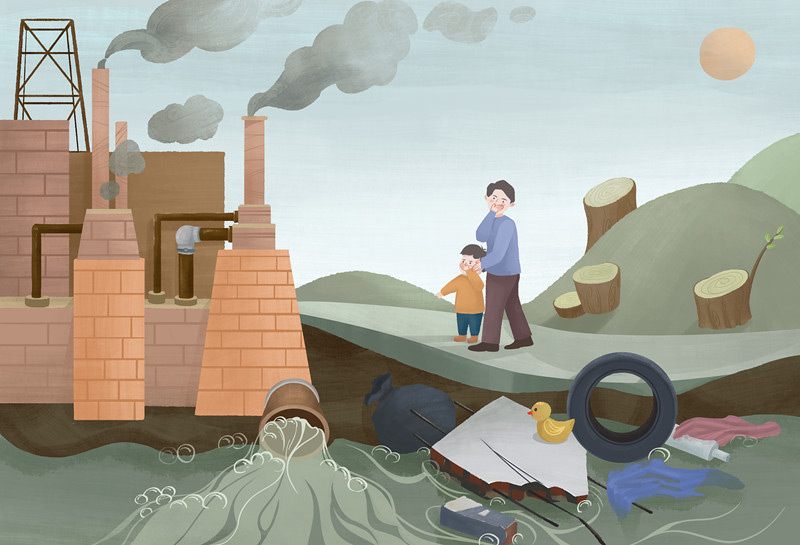 （圖：垃圾污染河道水資源）